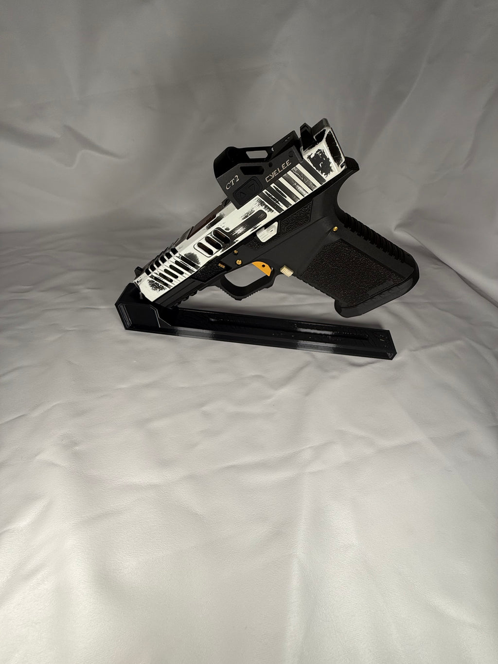 3D Printed pistol stand with topo