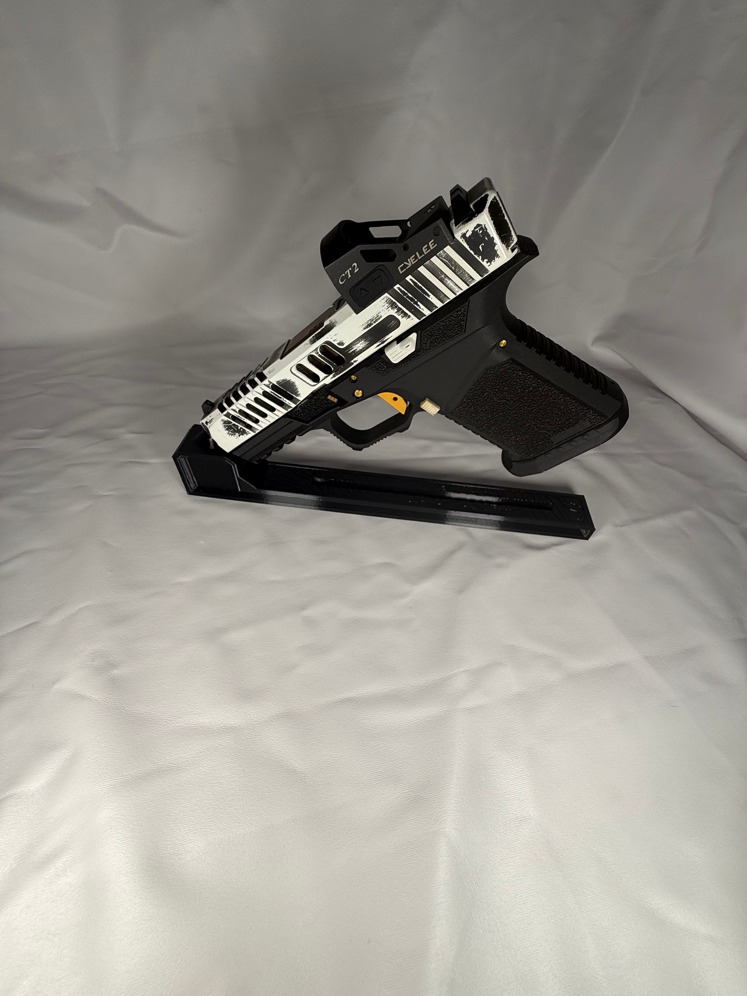 3D Printed pistol stand with topo